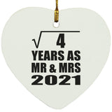 2nd Anniversary Square Root of 4 Years As Mr & Mrs 2021 - Heart Ornament