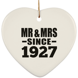 97th Anniversary Mr & Mrs Since 1927 - Heart Ornament