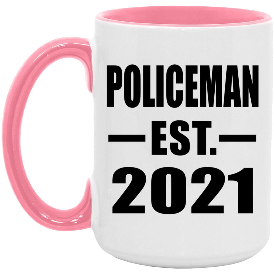 Policeman Established EST. 2021 - 15oz Accent Mug Pink