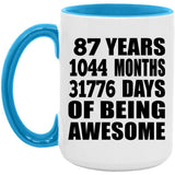 87th Birthday 87 Years 1044 Months 31776 Days Of Awesome - 15oz Accent Mug Blue