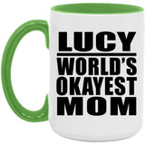 Lucy World's Okayest Mom - 15oz Accent Mug Green