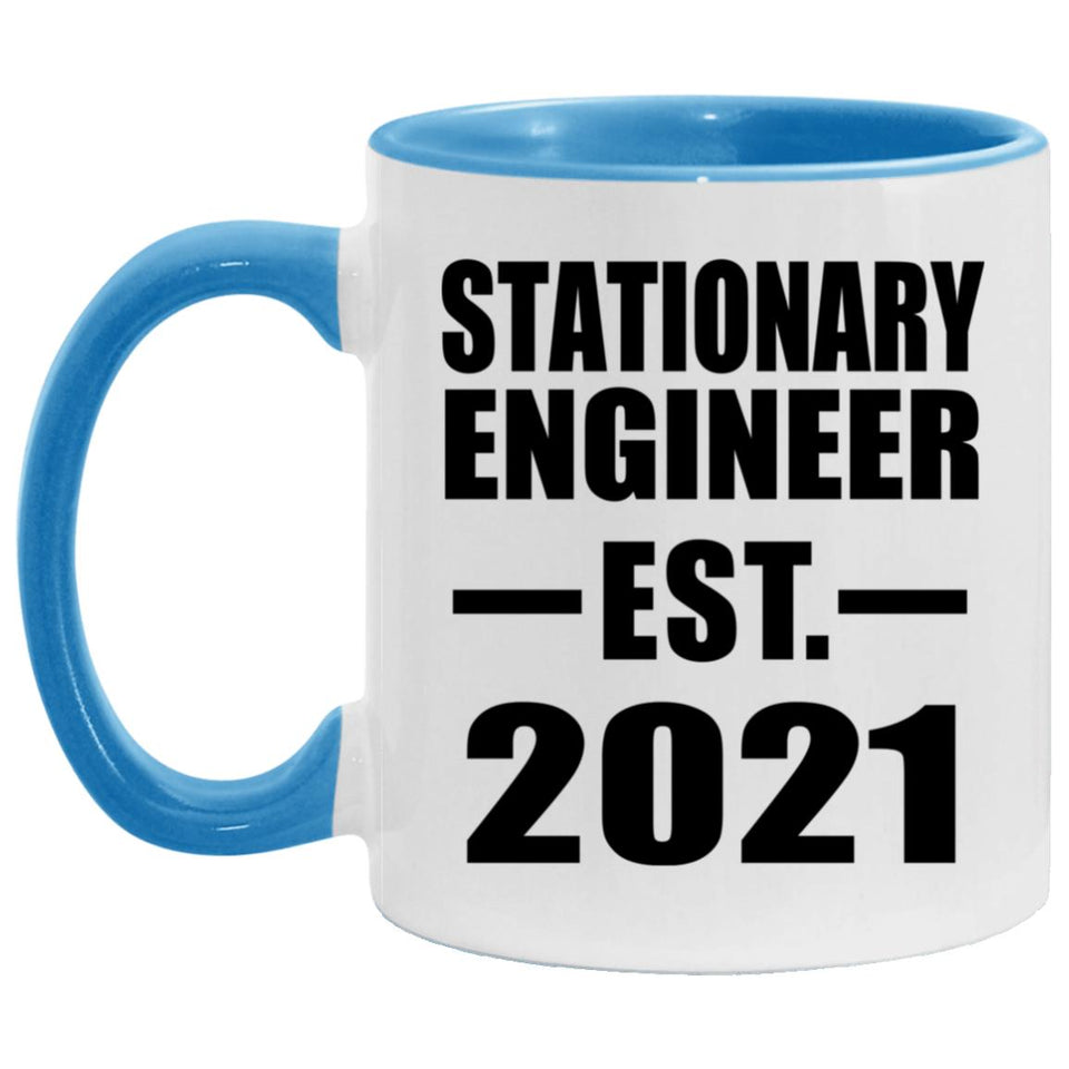 Stationary Engineer Established EST. 2021 - 11oz Accent Mug Blue
