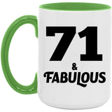 71st Birthday 71 & Fabulous - 15oz Accent Mug Green