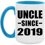 Uncle Since 2019 - 15oz Accent Mug Blue