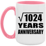 32nd Anniversary Square Root of 1024 Years Anniversary - 15oz Accent Mug Pink