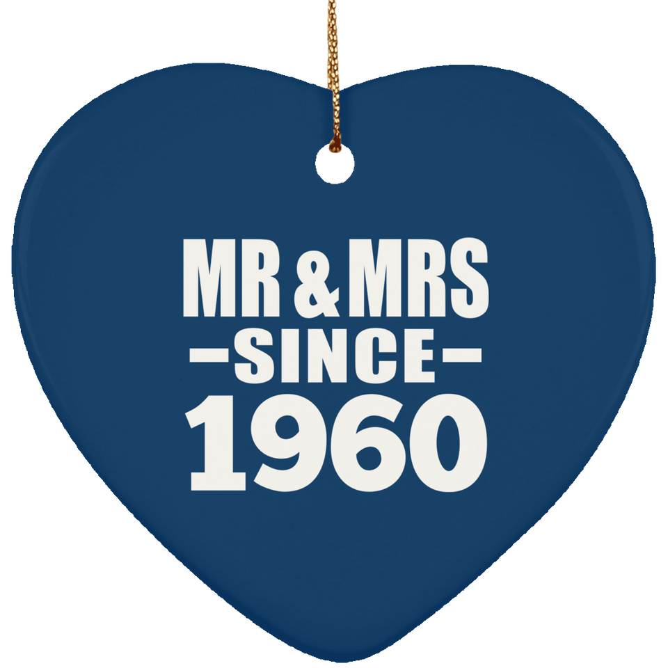64th Anniversary Mr & Mrs Since 1960 - Heart Ornament