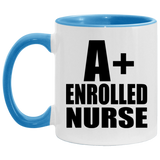 A+ Enrolled Nurse - 11oz Accent Mug Blue
