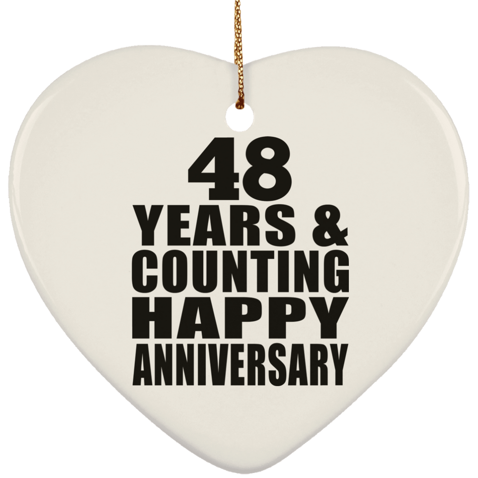 Happy 48th Anniversary 48 Years & Counting - Heart Ornament