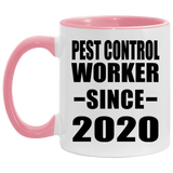Pest Control Worker Since 2020 - 11oz Accent Mug Pink