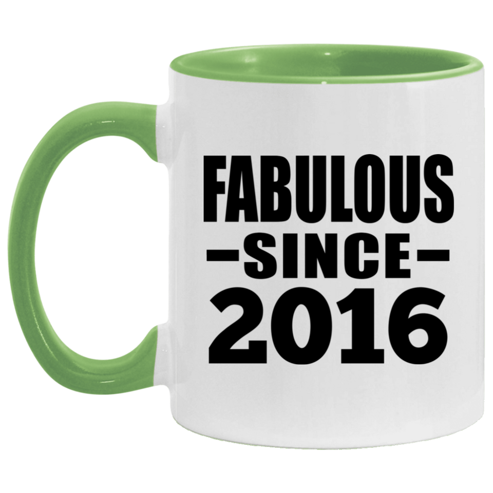 8th Birthday Fabulous Since 2016 - 11oz Accent Mug Green