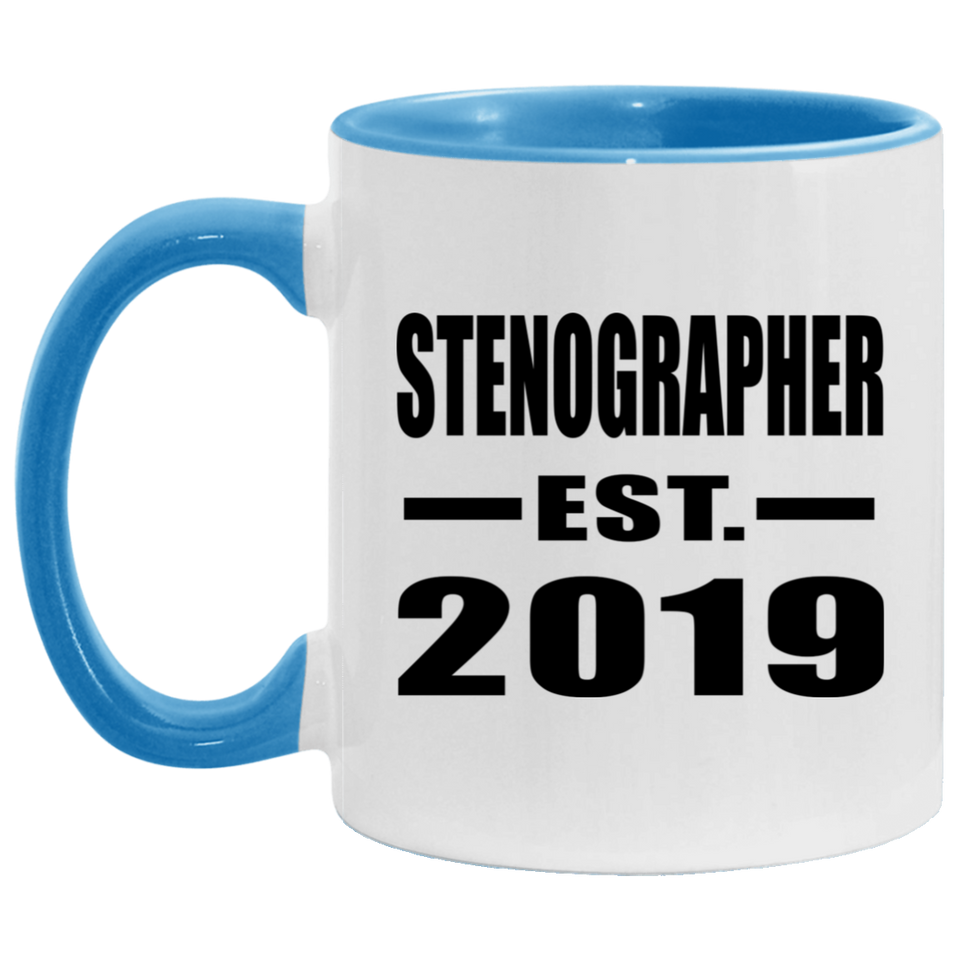 Stenographer Established EST. 2019 - 11oz Accent Mug Blue