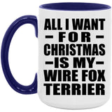 All I Want For Christmas Is My Wire Fox Terrier - 15oz Accent Mug Purple