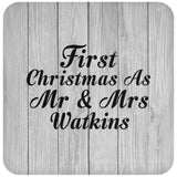 First Christmas As Mr & Mrs Watkins - Drink Coaster F