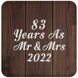 83rd Anniversary 83 Years As Mr & Mrs 2022 - Drink Coaster D