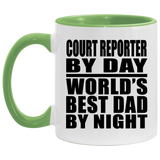 Court Reporter By Day World's Best Dad By Night - 11oz Accent Mug Green