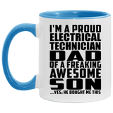 Proud Electrical Technician Dad Of Awesome Son - 11oz Accent Mug Blue
