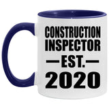 Construction Inspector Established EST. 2020 - 11oz Accent Mug Purple