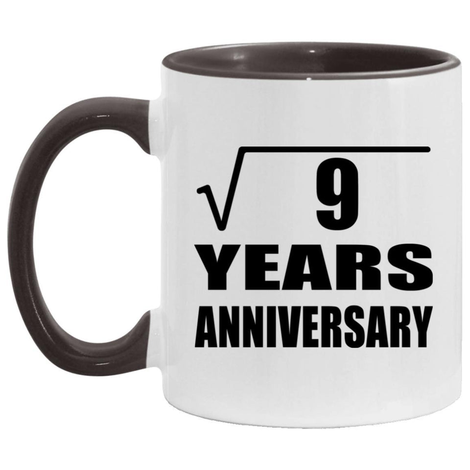 3rd Anniversary Square Root of 9 Years Anniversary - 11oz Accent Mug Black