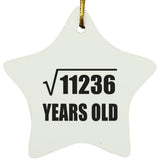 106th Birthday Square Root of 11236 Years Old - Star Ornament