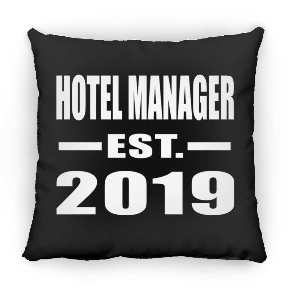 Hotel Manager Established EST. 2019 - Throw Pillow Black