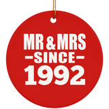 32nd Anniversary Mr & Mrs Since 1992 - Circle Ornament