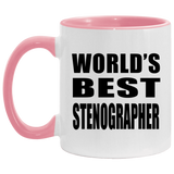 World's Best Stenographer - 11oz Accent Mug Pink