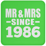 38th Anniversary Mr & Mrs Since 1986 - Drink Coaster