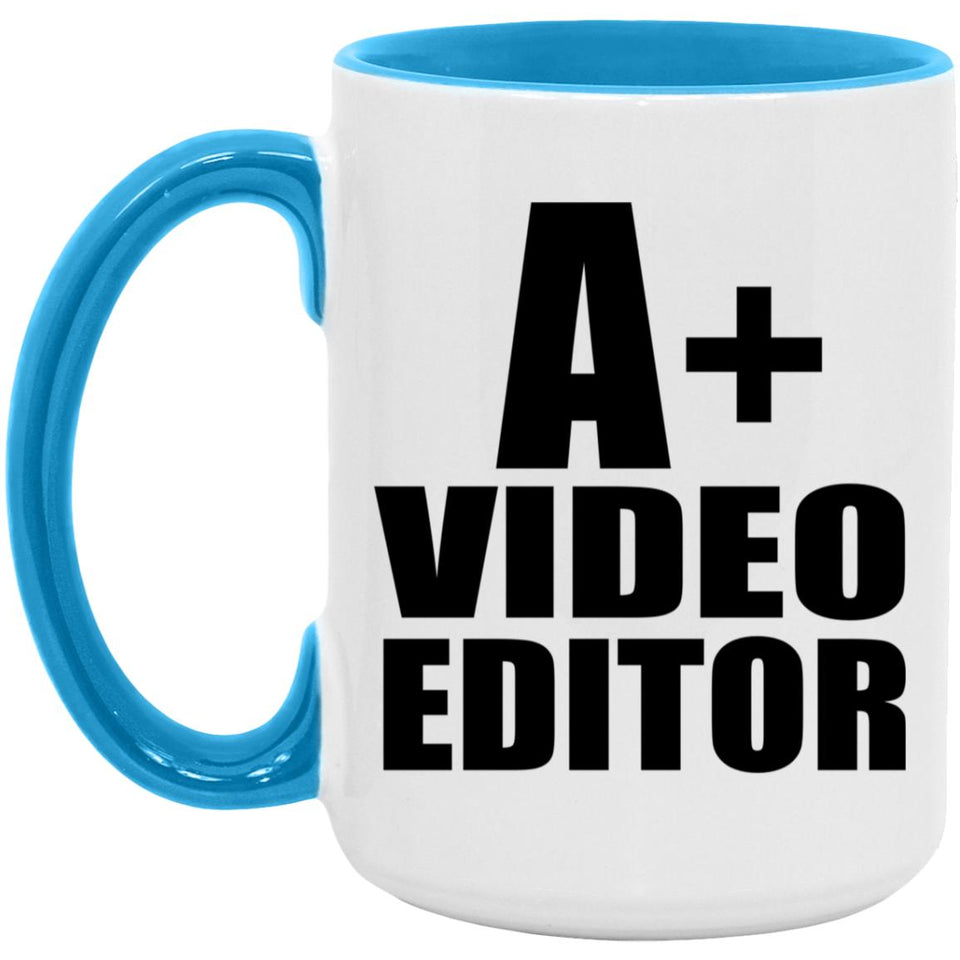 A+ Video Editor - 15oz Accent Mug Blue