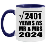 49th Anniversary Square Root of 2401 Years As Mr & Mrs 2024 - 11oz Accent Mug Purple