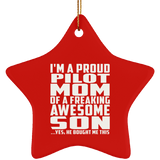 Proud Pilot Mom Of Awesome Son - Star Ornament