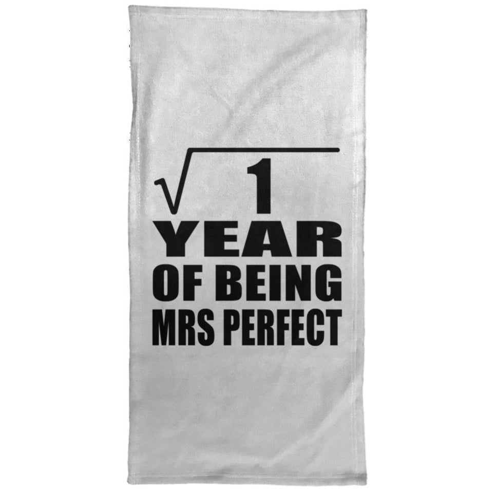 1st Anniversary Square Root of 1 Year of Mrs Perfect - Hand Towel