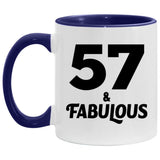 57th Birthday 57 & Fabulous - 11oz Accent Mug Purple