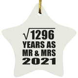 36th Anniversary Square Root of 1296 Years As Mr & Mrs 2021 - Star Ornament