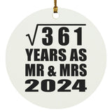 19th Anniversary Square Root of 361 Years As Mr & Mrs 2024 - Circle Ornament