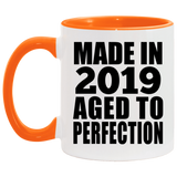 5th Birthday Made In 2019 Aged to Perfection - 11oz Accent Mug Orange