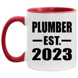 Plumber Established EST. 2023 - 11oz Accent Mug Red