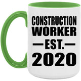 Construction Worker Established EST. 2020 - 15oz Accent Mug Green