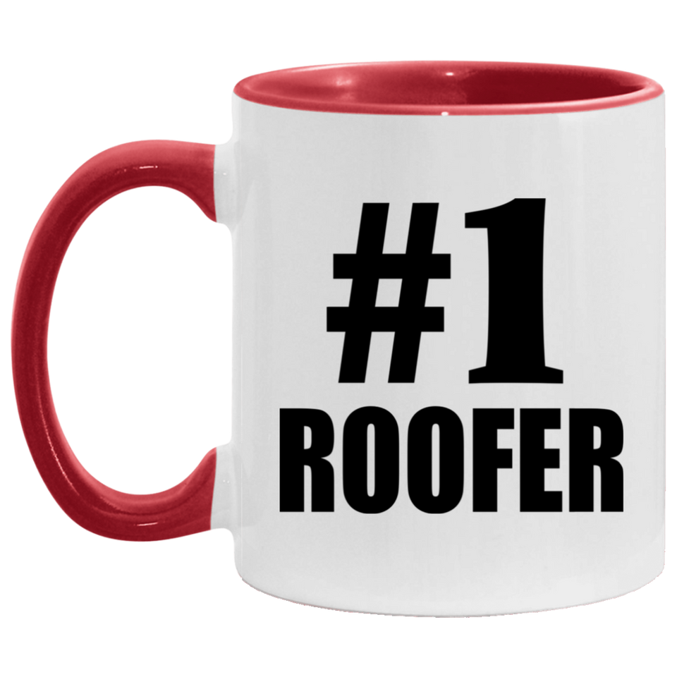 Number One #1 Roofer - 11oz Accent Mug Red