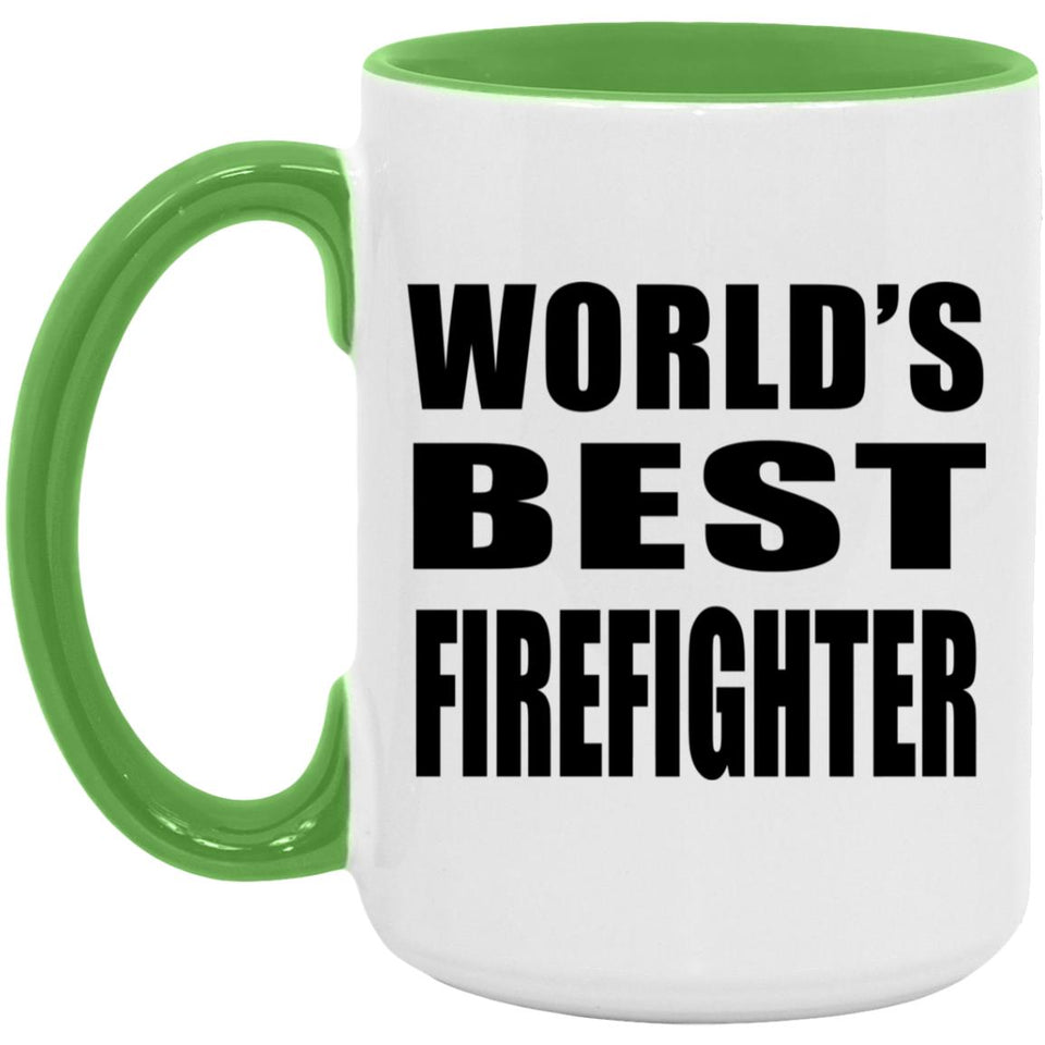 World's Best Firefighter - 15oz Accent Mug Green