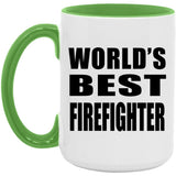 World's Best Firefighter - 15oz Accent Mug Green
