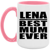 Lena Best Mum Ever - 15oz Accent Mug Pink