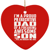 Proud Pr Executive Dad Of Awesome Son - Heart Ornament