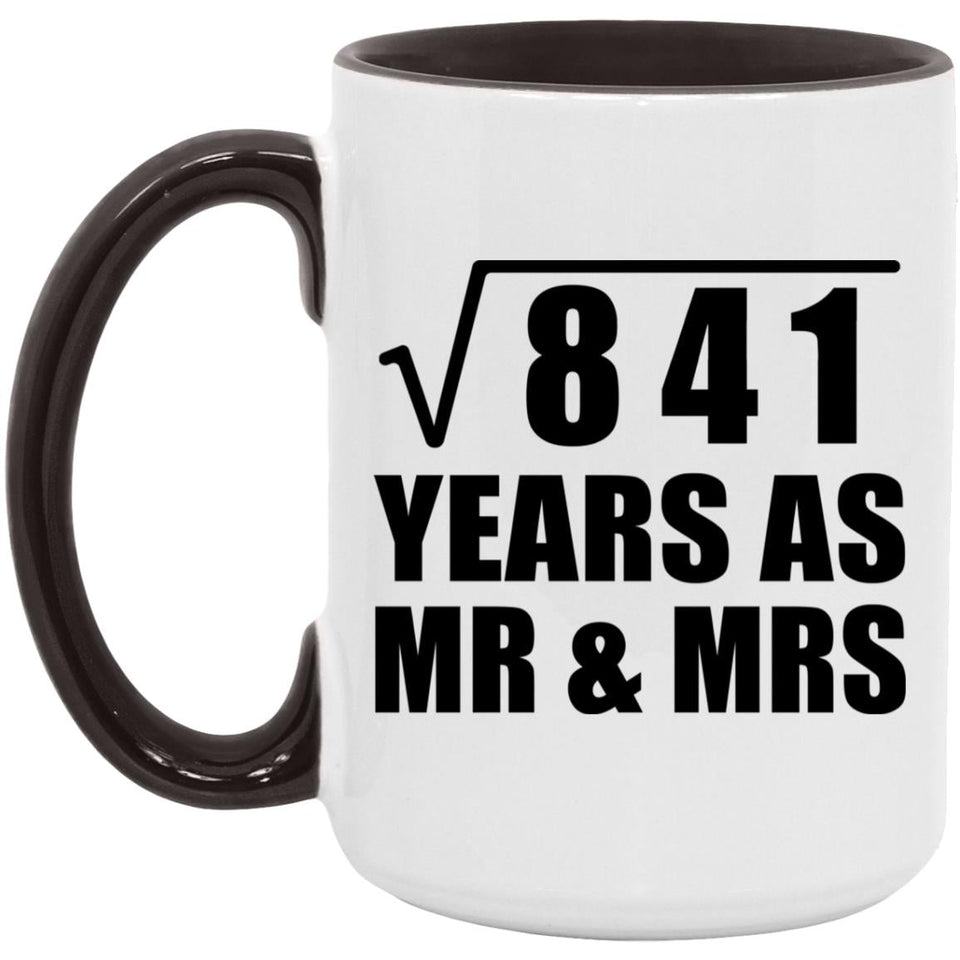 29th Anniversary Square Root of 841 Years As Mr & Mrs - 15oz Accent Mug Black