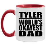 Tyler World's Okayest Dad - 11oz Accent Mug Red