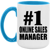 Number One #1 Online Sales Manager - 15oz Accent Mug Blue