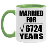 82nd Anniversary Married For Square Root of 6724 Years - 11oz Accent Mug Green