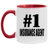 Number One #1 Insurance Agent - 11oz Accent Mug Red