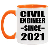 Civil Engineer Since 2021 - 11oz Accent Mug Orange