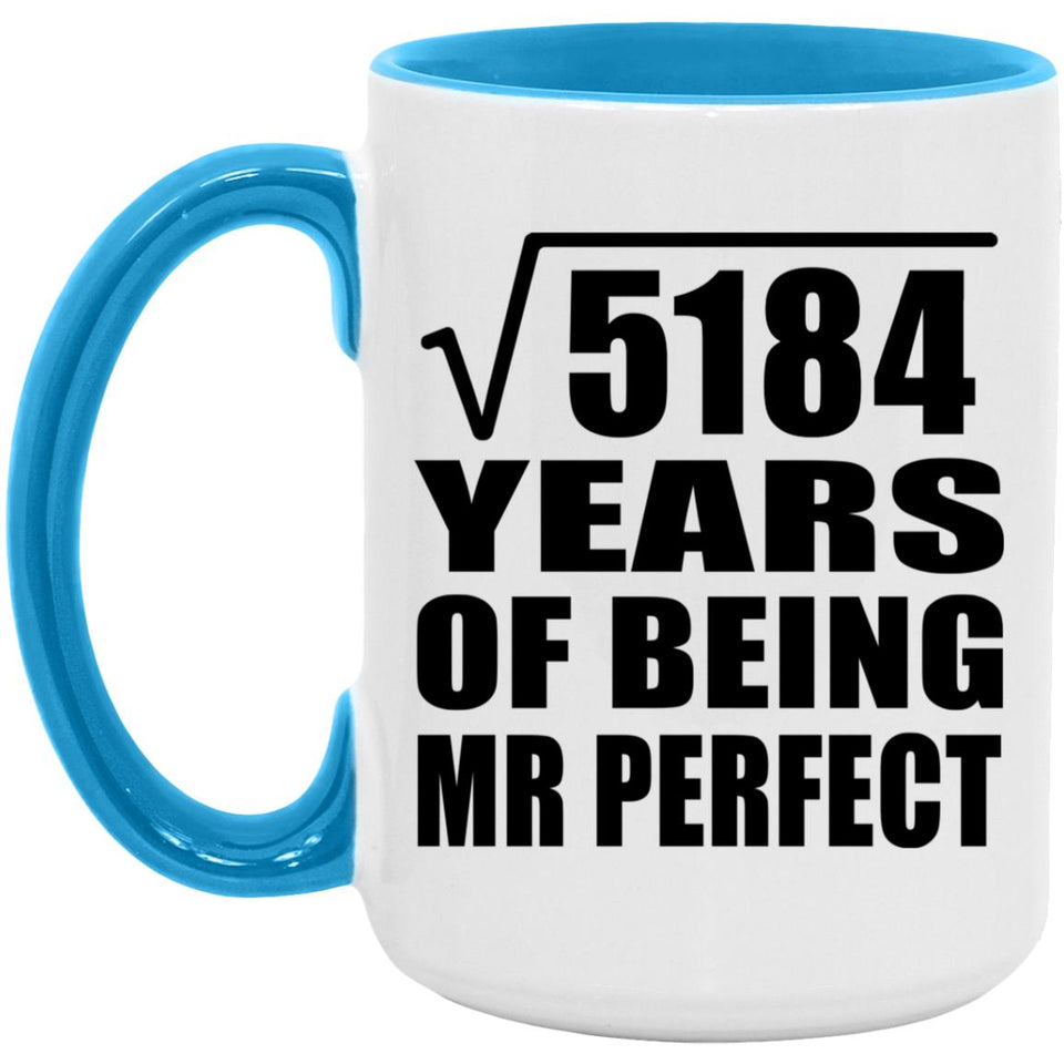 72nd Anniversary Square Root of 5184 Years of Mr Perfect - 15oz Accent Mug Blue