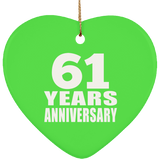 61st Anniversary 61 Years - Heart Ornament